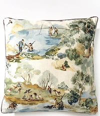 Southern Living Hunting Dogs Collection Square Hunting Scene Decorative Pillow