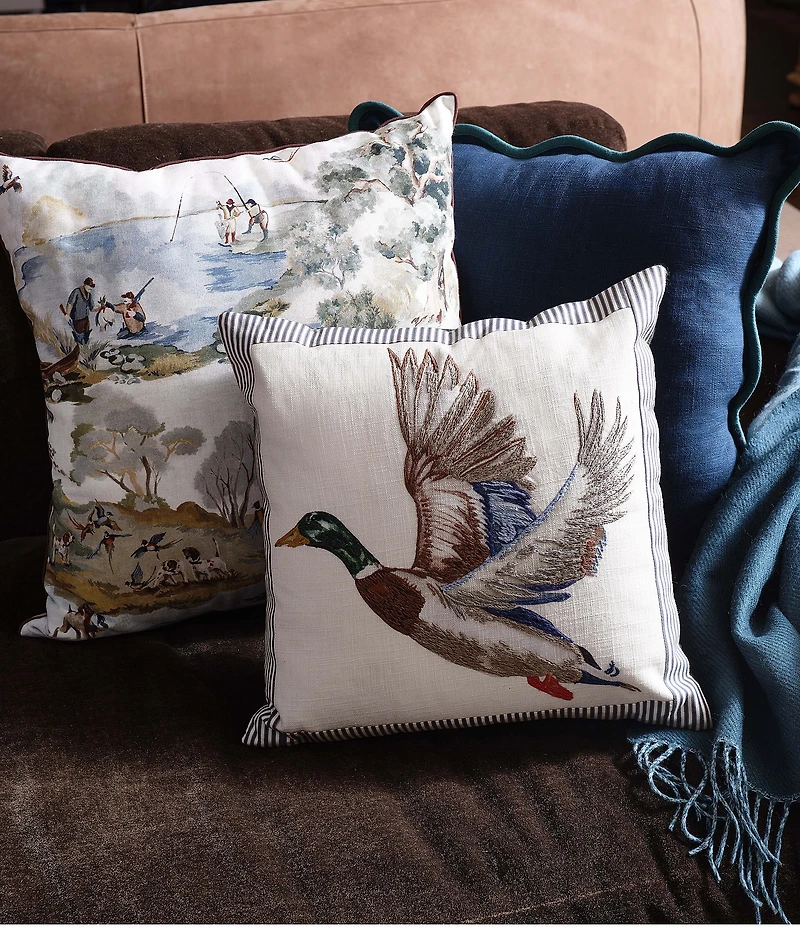 Southern Living Hunting Dogs Collection Square Hunting Scene Decorative Pillow