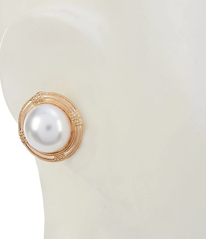 Southern Living Inset Pearl Clip On Stud Earrings