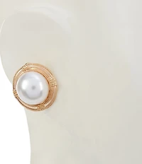 Southern Living Inset Pearl Clip On Stud Earrings