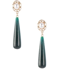 Southern Living Inset Pearl with Semi Precious Stone Stick Linear Earrings