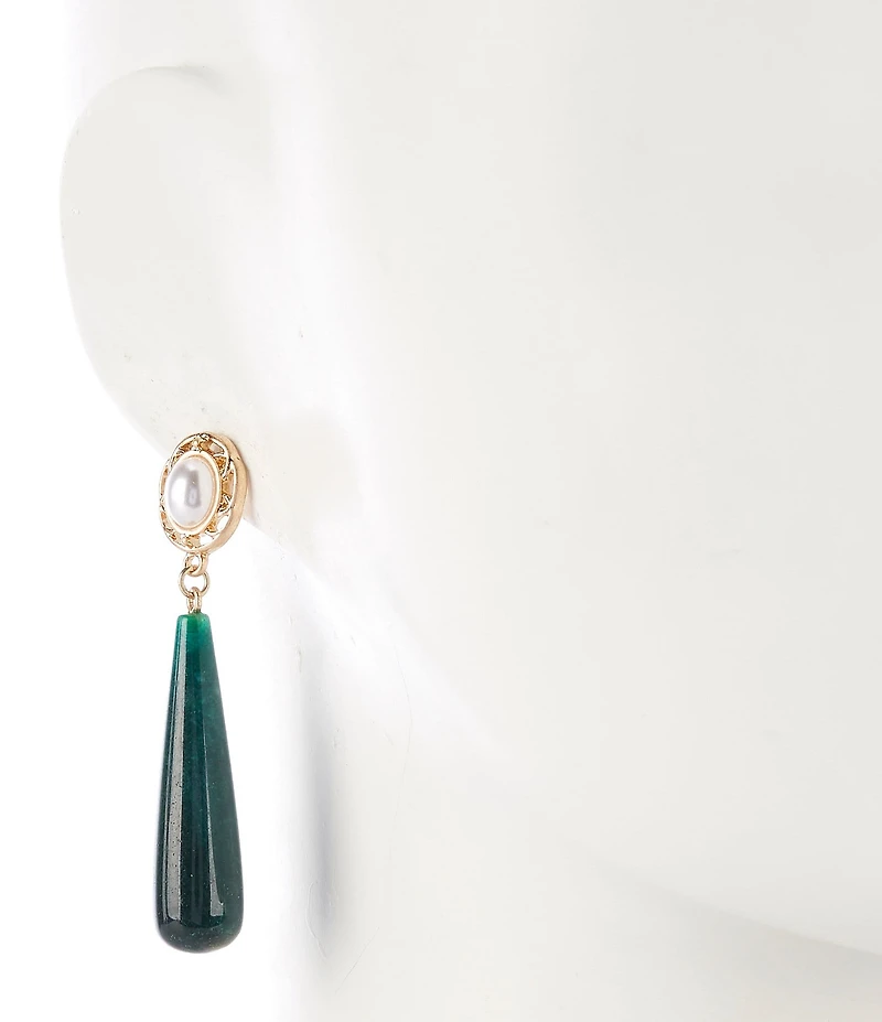 Southern Living Inset Pearl with Semi Precious Stone Stick Linear Earrings