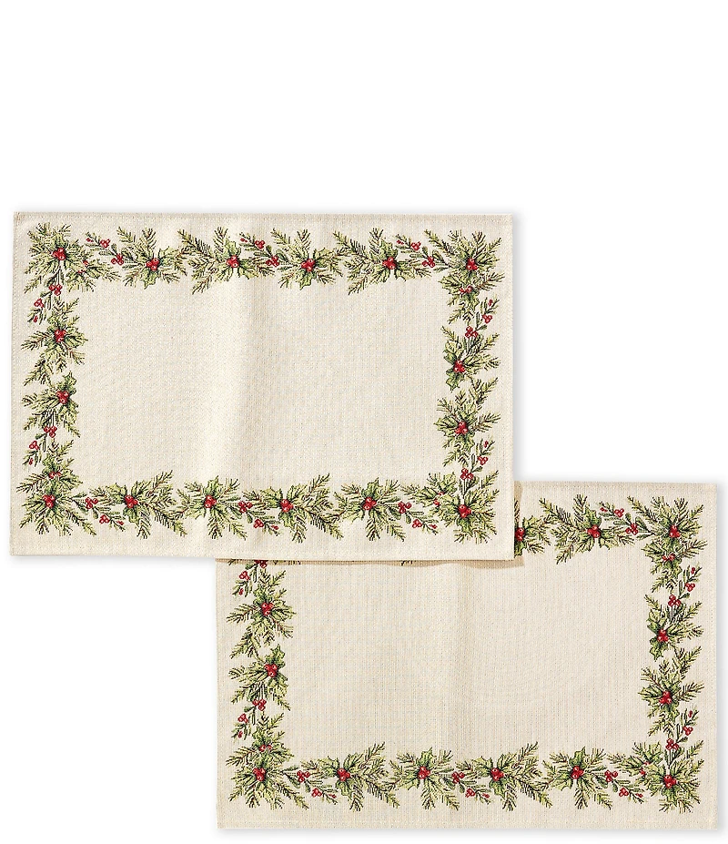 Southern Living Jaquard Holly Placemats, Set of 2