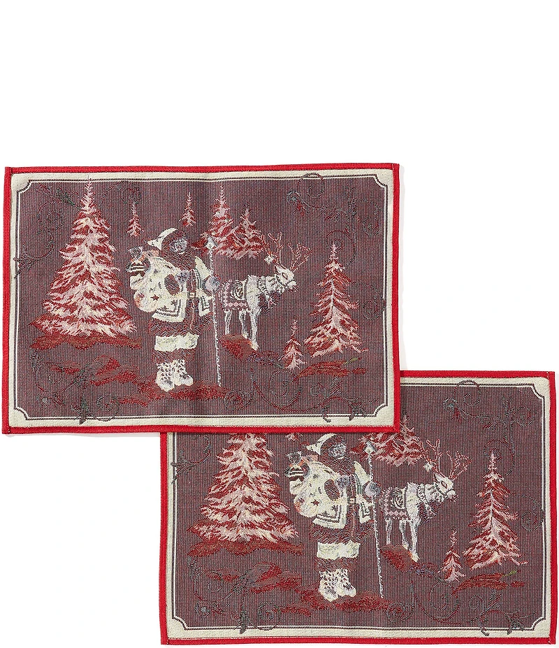 Southern Living Jaquard Santa Placemats, Set of 2