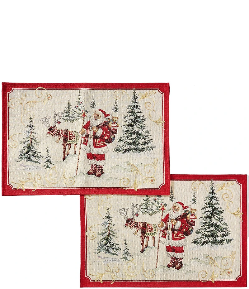 Southern Living Jaquard Santa Placemats, Set of 2