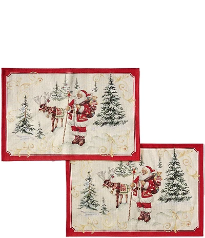 Southern Living Jaquard Santa Placemats, Set of 2