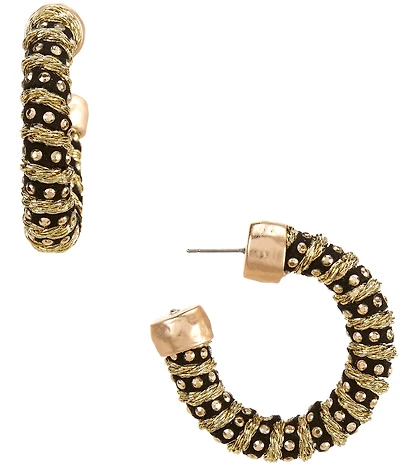 Southern Living Jet & Gold Twisted Cord Hoop Earrings