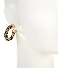 Southern Living Jet & Gold Twisted Cord Hoop Earrings