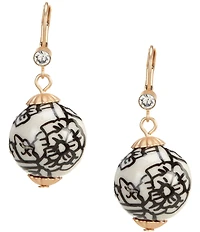 Southern Living Jet Floral Print Ceramic Bead Drop Earrings
