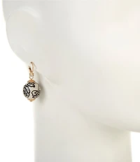 Southern Living Jet Floral Print Ceramic Bead Drop Earrings