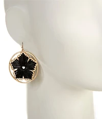 Southern Living Jet Raffia Wrapped Flower Round Drop Earrings