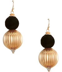 Southern Living Jet Velvet & Fluted Bead Drop Earrings