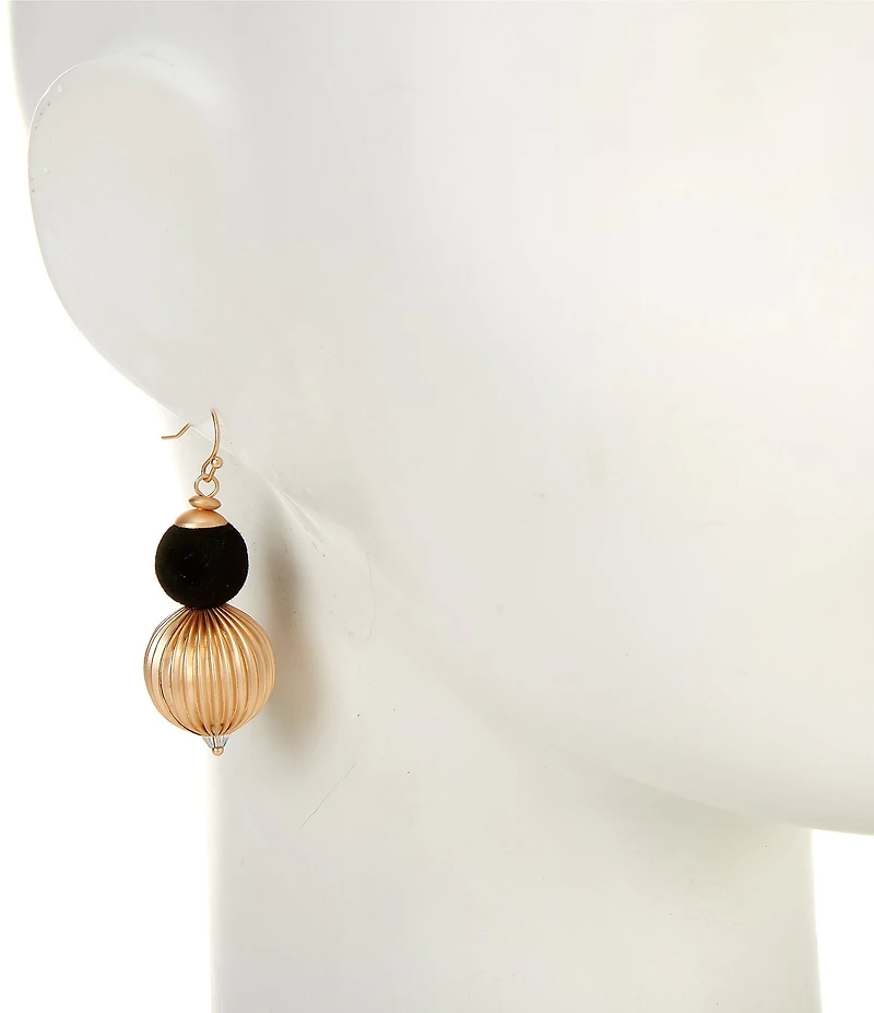 Southern Living Jet Velvet & Fluted Bead Drop Earrings