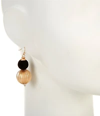 Southern Living Jet Velvet & Fluted Bead Drop Earrings