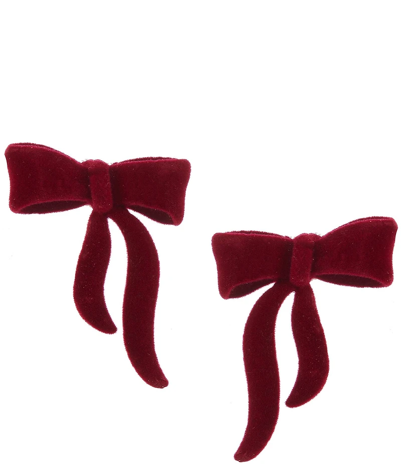 Southern Living Velvet Holiday Bow Stud Drop Earrings
