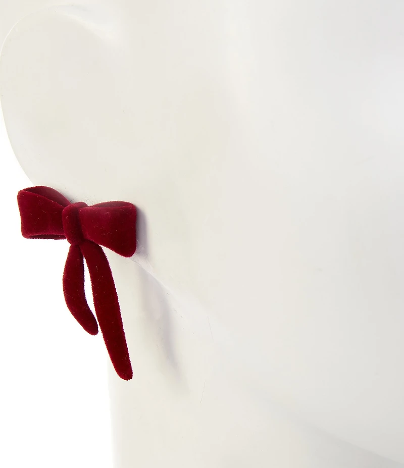 Southern Living Velvet Holiday Bow Stud Drop Earrings