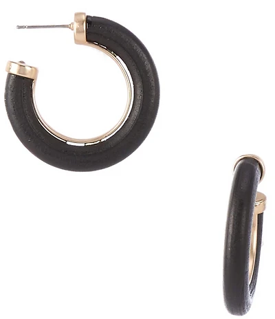 Southern Living Jet Wood Small Hoop Earrings