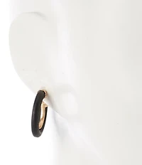 Southern Living Jet Wood Small Hoop Earrings