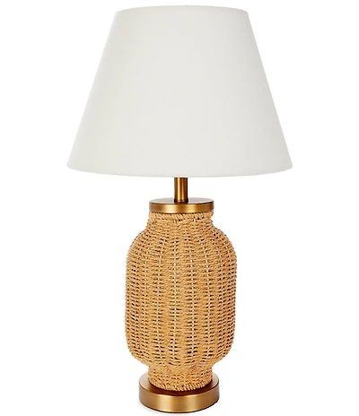 Southern Living Customizable Rechargeable Large Natural Rattan Accent Cordless Table Lamp
