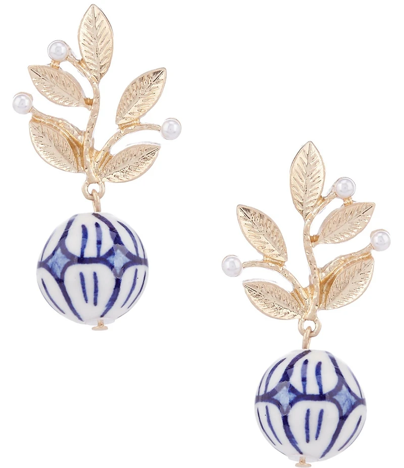 Southern Living Leaf Chinoiserie Bead Drop Earrings