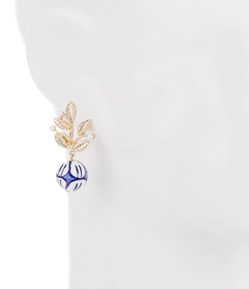 Southern Living Leaf Chinoiserie Bead Drop Earrings