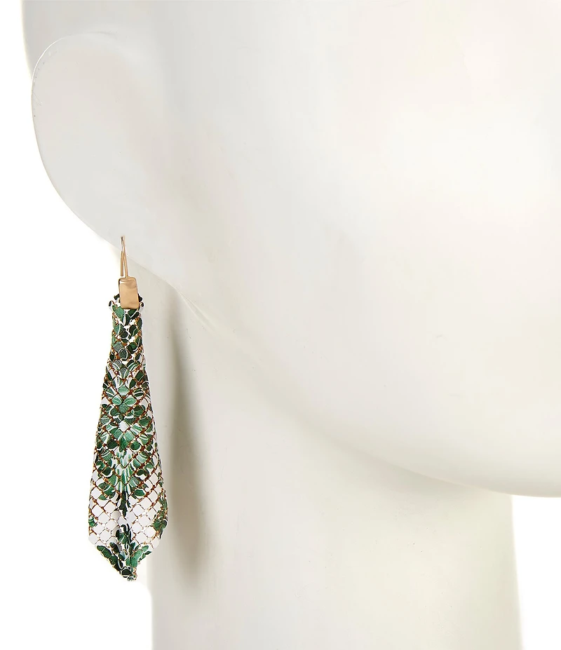Southern Living Leaf Print Chain Kite Drop Earrings