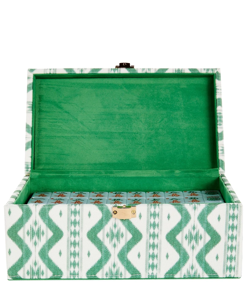 Southern Living Mahjong Green Ikat Tile Box Travel Set
