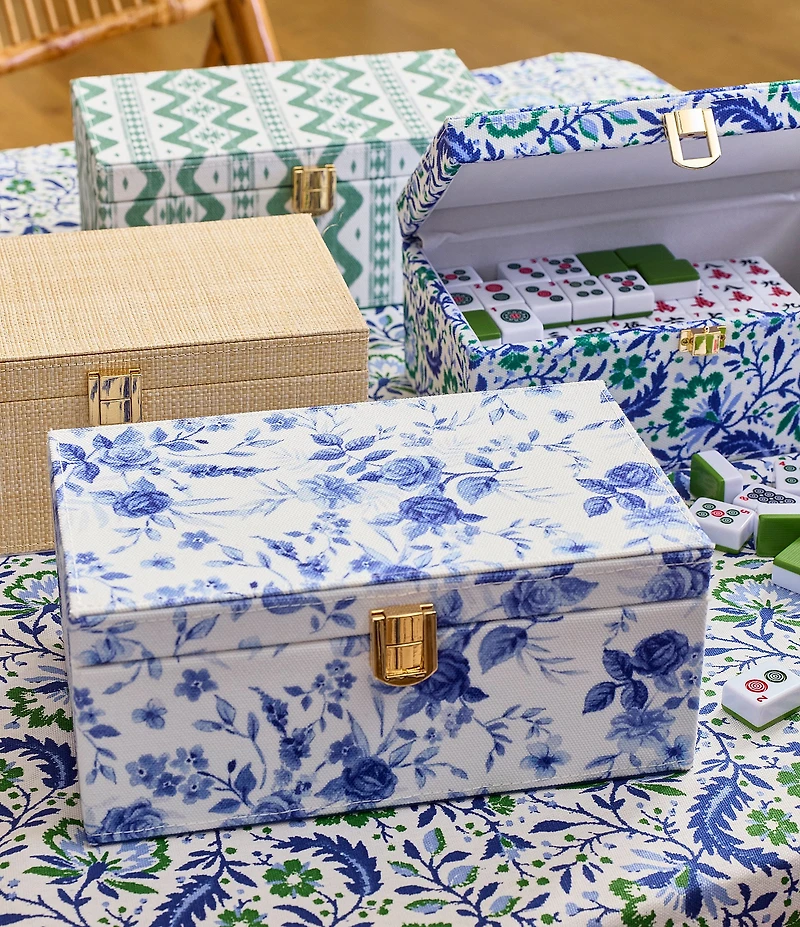 Southern Living Mahjong Green Ikat Tile Box Travel Set