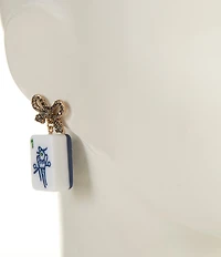 Southern Living Mahjong Tile with Bow Drop Earrings