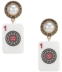 Southern Living Mahjong Tile with Pearl Drop Earrings