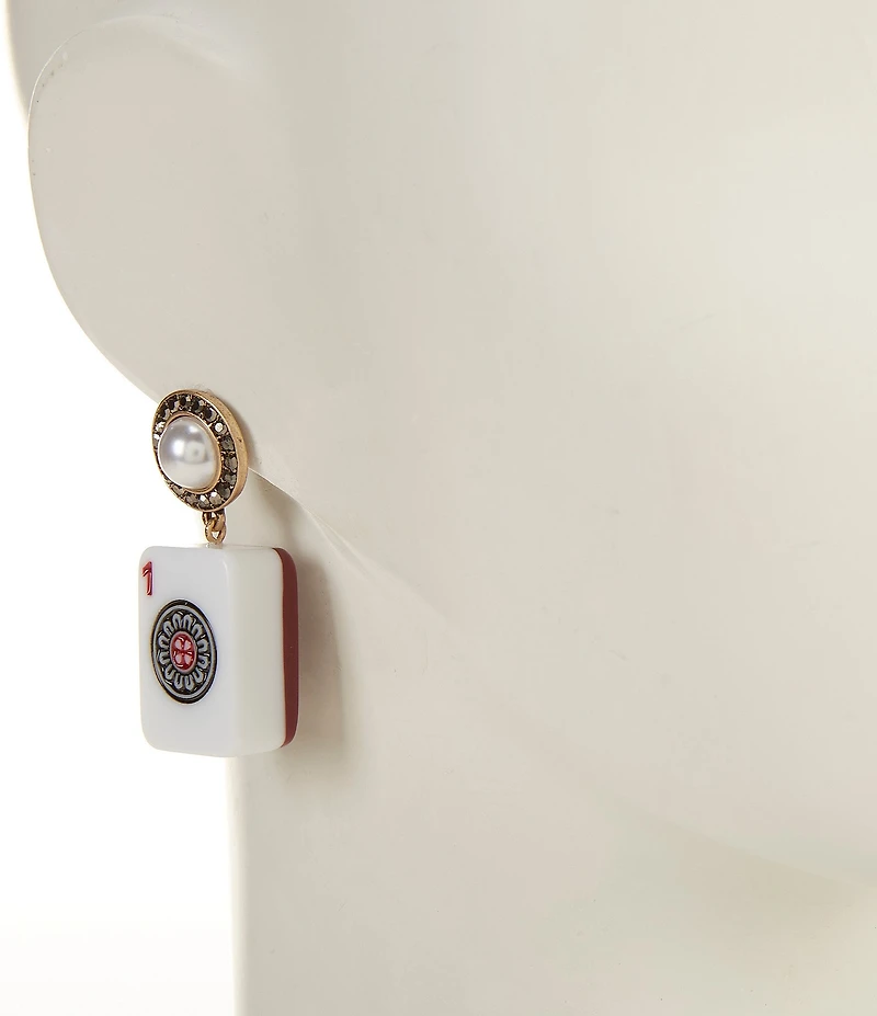 Southern Living Mahjong Tile with Pearl Drop Earrings