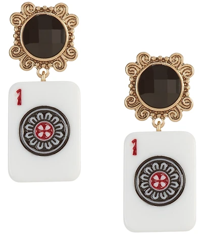 Southern Living Mahjong Tile with Semi Precious Stone Drop Earrings