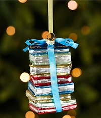 Southern Living Meet Me Under The Mistletoe Collection Book Stack Glass Ornament