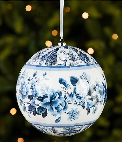 Southern Living Meet Me Under The Mistletoe Chinoiserie Floral Shatterproof Ball Ornament