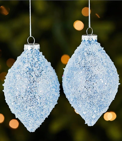 Southern Living Meet Me Under The Mistletoe Collection Iced Drop Glass Ornament, Set Of 4