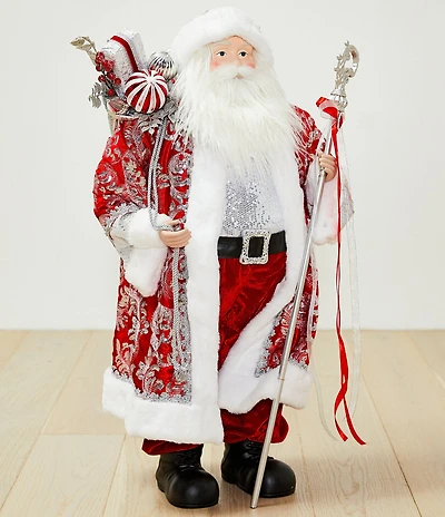 Southern Living Meet Me Under The Mistletoe Collection Red And Silver Santa Figurine
