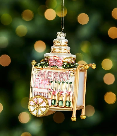Southern Living Merry and Bright Collection Bar Cart Glass Ornament