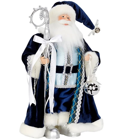 Southern Living Merry and Bright Collection Blue & Silver Santa with Staff Figurine