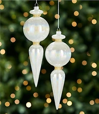Southern Living Merry and Bright Collection Luster Iridescent Glass Finial Ornament, Set of 2