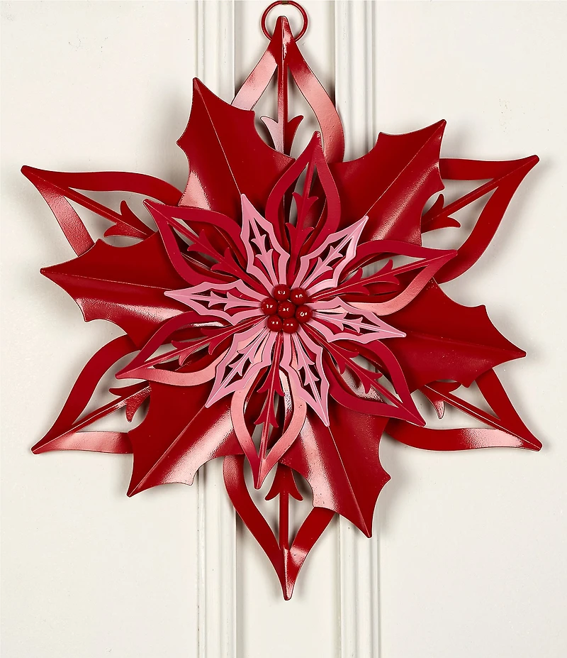 Southern Living Merry and Bright Collection Metal Poinsettia Hanging Wall Decor