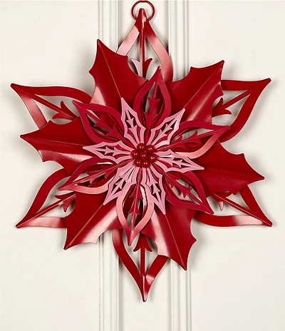 Southern Living Merry and Bright Collection Metal Poinsettia Hanging Wall Decor