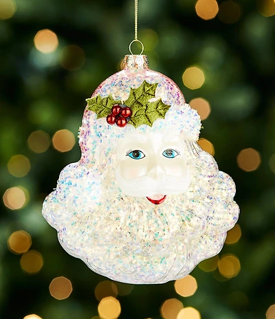 Southern Living Merry and Bright Collection Santa with Pink Hat Glass Ornament
