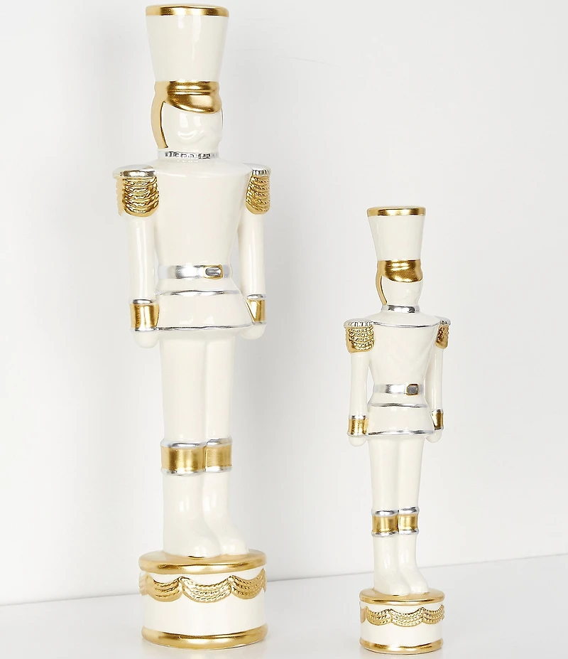 Southern Living Merry and Bright Collection Silver and Gold Ceramic Nutcracker