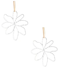 Southern Living Metal Stick Hammered Open Flower Statement Drop Earrings