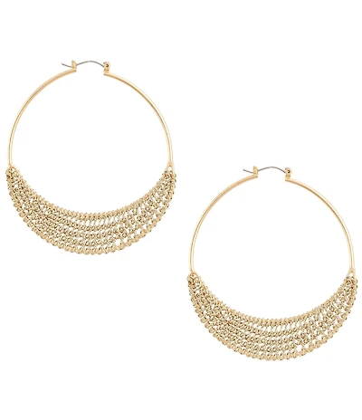 Southern Living Metallic Gold Thread Brass Hoop Earrings