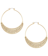 Southern Living Metallic Gold Thread Brass Hoop Earrings