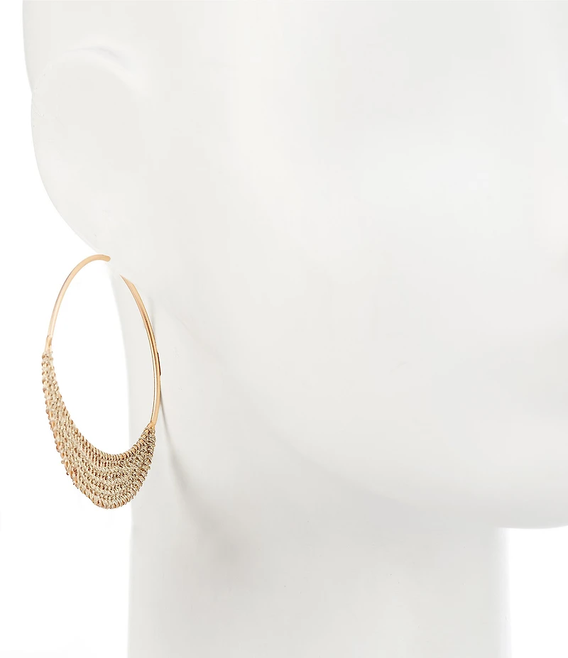 Southern Living Metallic Gold Thread Brass Hoop Earrings