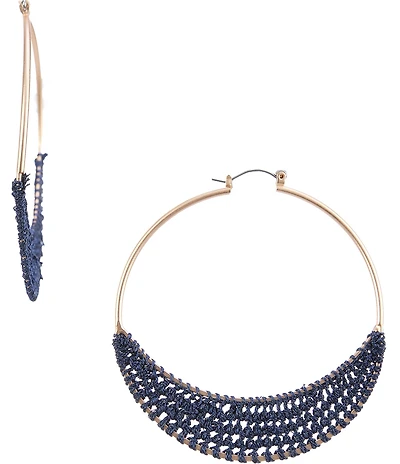 Southern Living Thread Brass Hoop Statement Earrings