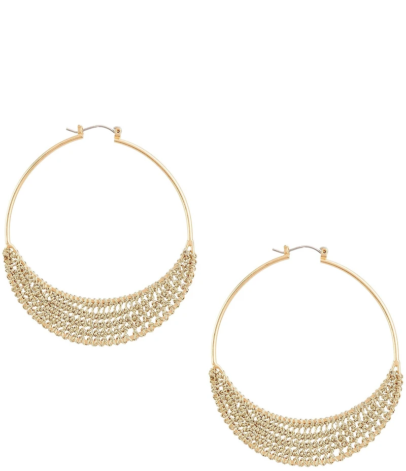 Southern Living Thread Brass Hoop Statement Earrings