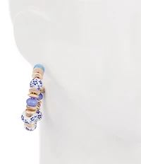 Southern Living Mixed Media Chinoiserie Beaded Hoop Earrings